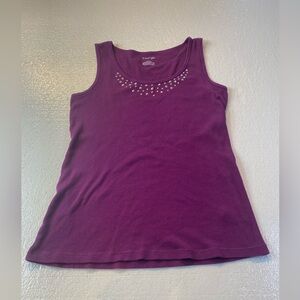 St. John's Bay Deep Purple Tank Top with Stud Accents